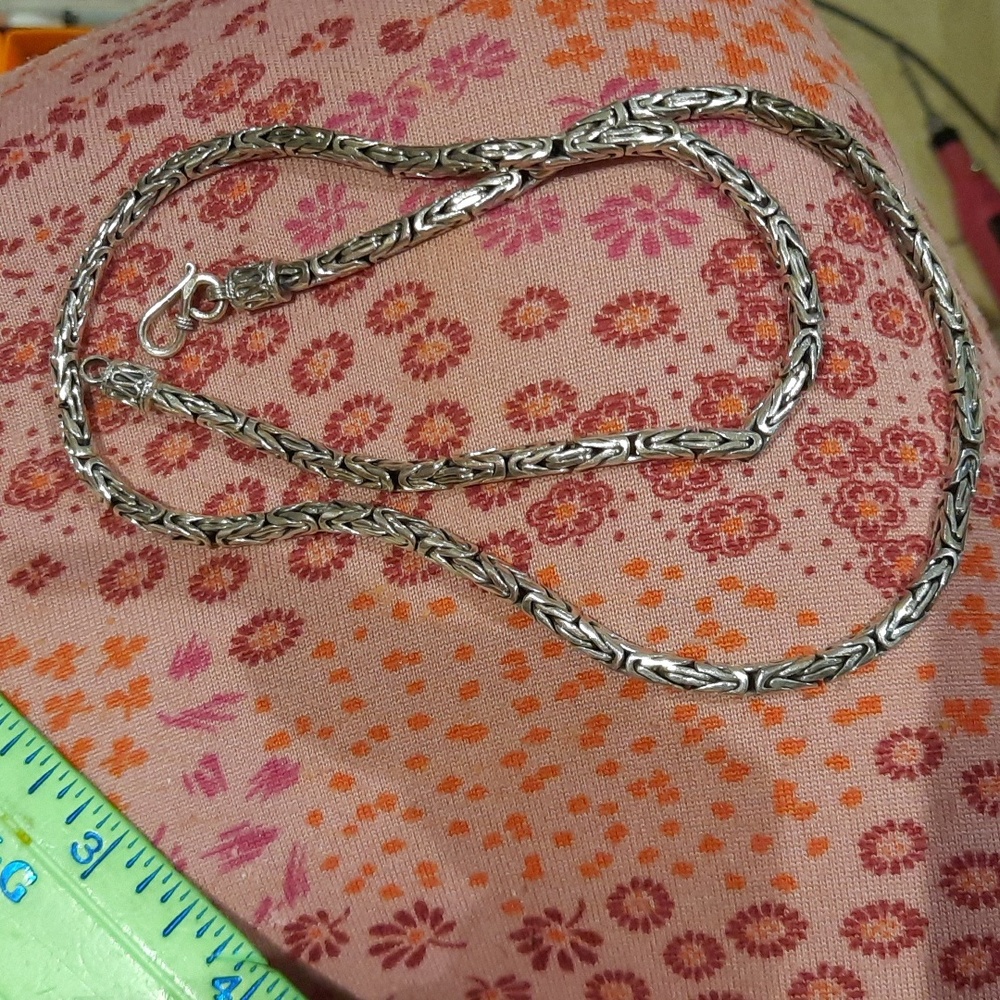 GENUINE BALINESE BYZANTINE CHUNKY STERLING SILVER MEN'S BALI CHAIN NECKLACE 21"